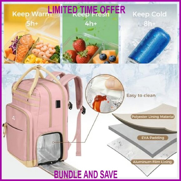 Insulated Lunch Backpack with USB Port for 15.6 Inch Laptop main image 8